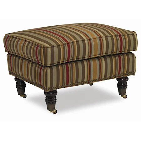 Ottoman with Decoratively Turned Wood Legs and Casters